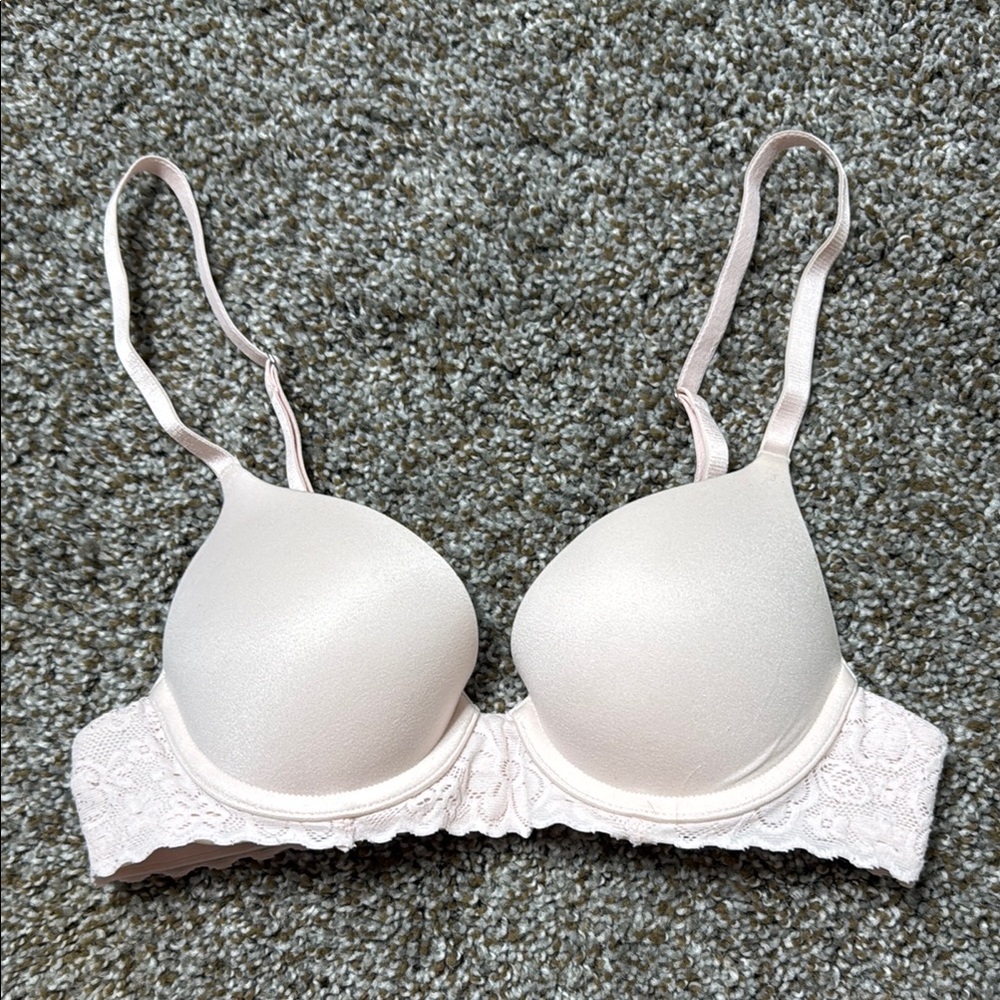 Aerie Pink Bra with Adjustable Straps and Lace Trim